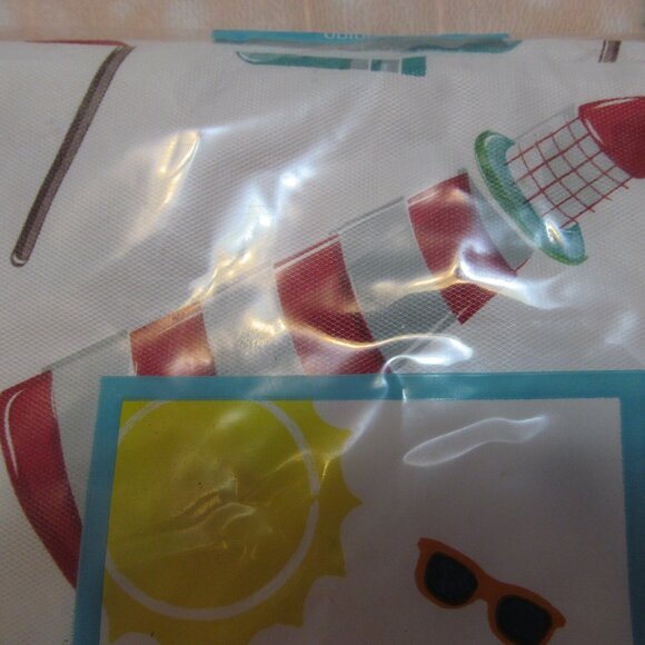 Vinyl Tablecloth Summer Fun Nautical Sailboat Lighthouse 52 x 70 oblong NIP - Picture 4 of 8